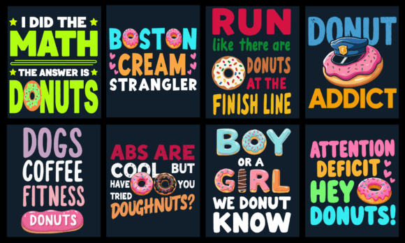Donut T-Shirt Design Bundle: Graphics & T-Shirt Designs