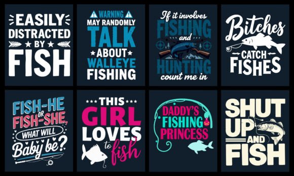Fishing T-Shirt Design Bundle: Graphics & T-Shirt Designs