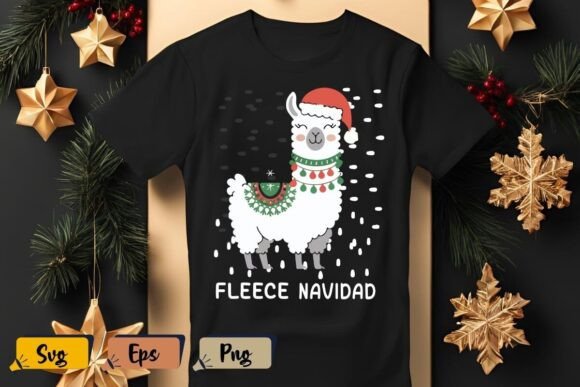 Fleece Navidad Llama Christmas T-Shirt Graphics