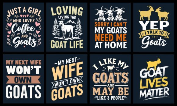 Goat T-Shirt Design Bundle: Graphics & T-Shirt Designs