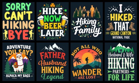 Hiking T-Shirt Design Bundle: Graphics & T-Shirt Designs