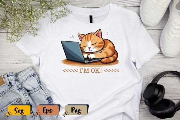 I’m OK Funny Lazy Cat Graphics for T-Shirt Designs