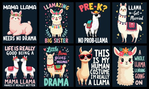 LLama T-Shirt Design Bundle: Graphics for Smart T-Shirt Designs