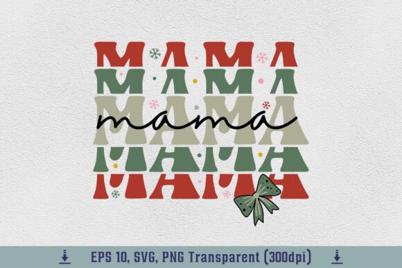 Mama Christmas PNG: Coquette Pink Bow Graphics