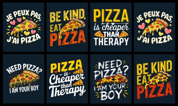 Pizza T-Shirt Design Bundle: Graphics & T-Shirt Designs