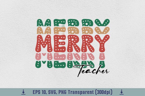 Retro Christmas Teacher Merry Varsity Graphics & T-Shirt Designs