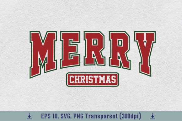 Retro Merry Varsity Christmas Graphics for T-Shirt Designs