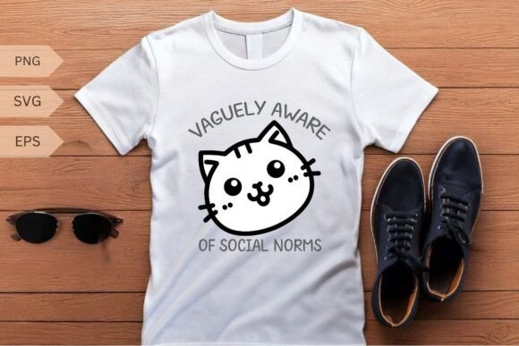 Vaguely Aware of Social Norms Cat Vector: Graphics & T-Shirt Designs
